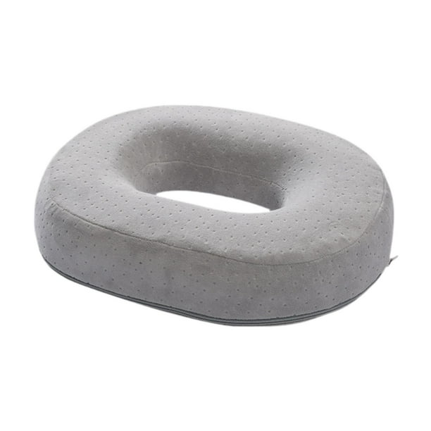 Cojín de asiento con forma de dona, funda de terciopelo, cojín para coxis, cojín en forma de O para Gris