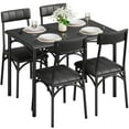 thumbnail image 1 of Dining Table Set, Kitchen Table and 4 Upholstered Chairs , Metal and Wood Square Dining Room Table Set, 1 of 6