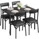 thumbnail image 1 of ChaoLink Juego de 5 piezas para cocina y comedor, con 4 sillas tapizadas, mesa para 4, color negro, 1 of 6