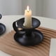 thumbnail image 1 of Portavelas de candelabro, portavelas de taza de té de hierro, diseño antiguo, pintado de negro, 1 of 8