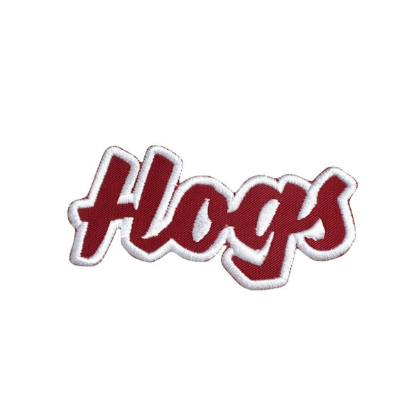 Hogs - Dark Red/White - Team Mascot - Words/Names - Iron on Applique/Embroidered Patch