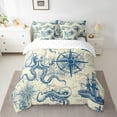 thumbnail image 2 of Erosebridal Retro Nautical Bedding Sets King Size, Sea Octupus Print Comforter Sets with Sheets, Compass Ship Decor, Reversible 7-Piece, 2 of 5