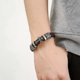thumbnail image 3 of Black Pulsera de cuero cruzada para hombre, pulsera tejida con nombre personalizado, cierre magnético, regalo, 3 of 5