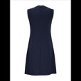 thumbnail image 4 of Vestido Mini Formal de Verano para Mujer, Informal, Sin Mangas, Elegante, con Botones, Ideal para Oficina Azul Marino L, 4 of 9