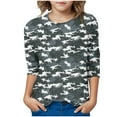 thumbnail image 6 of Ugoldhm Girls Tops Crewneck Camouflage Graphic Casual Shirts Summer Fall Cotton Tees 3-12 Years, 6 of 6