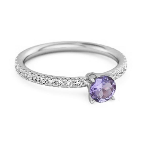 0.8 Ctw Natural Amethyst 925 Sterling Silver Bridal Engagement Women Valentines Day Gifts Ring
