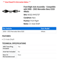 thumbnail image 2 of Front Right Axle Assembly - Compatible with 2000 - 2003 Mercedes-Benz E320 4Matic 2001 2002, 2 of 2
