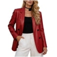 thumbnail image 2 of Drovellove Plus Size Women's Long Sleeve Faux Leather Moto Jacket | Quilted Biker Blazer for Commute, Office, or Night Out, 2 of 5