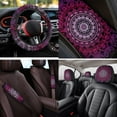 thumbnail image 4 of Uorisanigo Purple Mandala 14 Pack Cars Accessories Set with Soft Auto Seat Covers and Steering Wheel Cover Auto Headrest Cover Car Console Cover Seat Belt Pads Water Cup Pad for Car SUV, 4 of 6