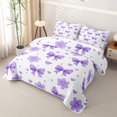 thumbnail image 3 of Manfei Purple Chic Bow Quilt King,Cute Loves Flowers King Coverlet Set,3 Pieces,1 Bedspread and 2 Pillowcases, 3 of 7