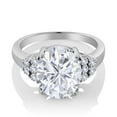 thumbnail image 2 of Gem Stone King 925 Sterling Silver White Created Sapphire Ring Set with Moissanite (5.55 Cttw) (Size 8), 2 of 4
