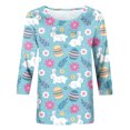 thumbnail image 4 of HKEJIAOI Hauts à Manches 3/4 pour Femmes Imprimé Floral Col Rond XXL Été, 4 of 5