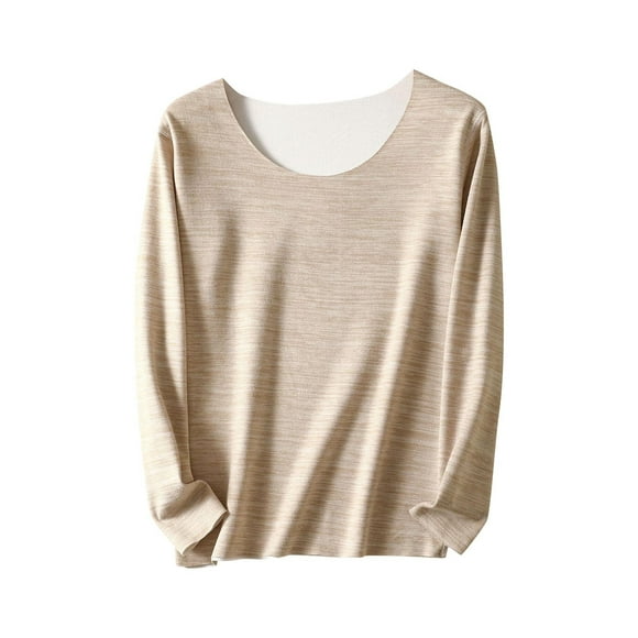 Thermal Shirts for Women Women's Fleece Thermal LongSleeved RoundNeck Shirt Perfect for Chilly Days Fleece Shirts for Women