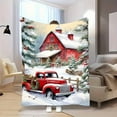 thumbnail image 5 of [] 1 Vintage Red Truck  Snow Scene Throw Blanket - Cozy, Lightweight Polyester Flannel, Ideal for Holiday Decor, Machine Washable, All-Season Comfort, 5 of 9