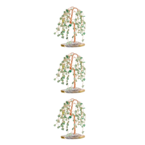 Billuyoard Exquisito adorno de escritorio para árbol artesanal, símbolo de la suerte, la prosperidad y la felicidad, gema, riqueza, verde. Type1 NO1