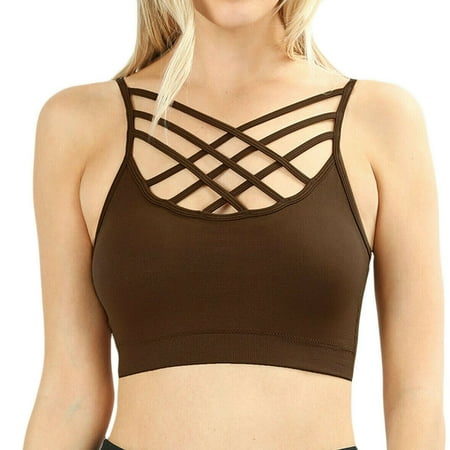 

Cutout Bralette Sports Bra Crop Top Caged Strappy Criss Cross Cleavage Workout