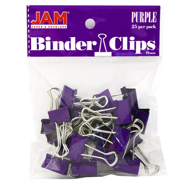 JAM Binder Clips, Purple Binderclips, 25/Pack, Small, 19mm Walmart