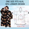 thumbnail image 4 of Oversized Wearable Blanket Hoodie,Brown Mushroom Pattern Black Pattern Sherpa Blanket Hoodie with Super Pockets,Super Warm Fuzzy Pullover for Women & Men, 4 of 6