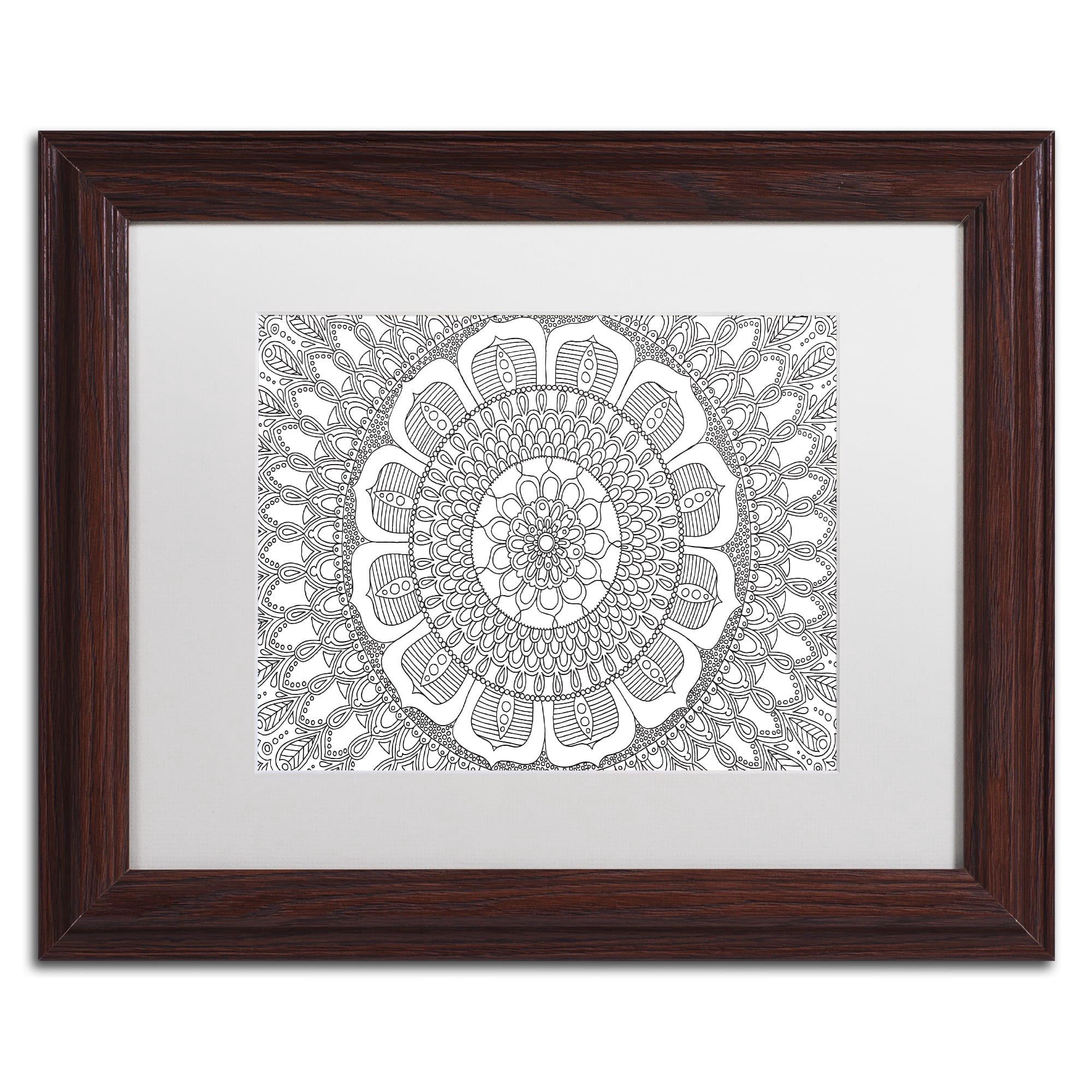 Trademark Fine Art "Flower Mandala" Canvas Art by Hello Angel, White Matte, Wood Frame