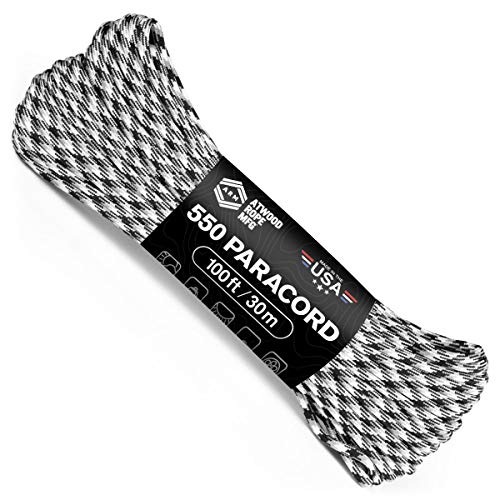 Keychain Bracelets Lanyards Atwood Rope MFG 550 Paracord 100 Feet 7-Strand Core Nylon Parachute Cord Outside Survival Gear Made in USA Handle Wraps 