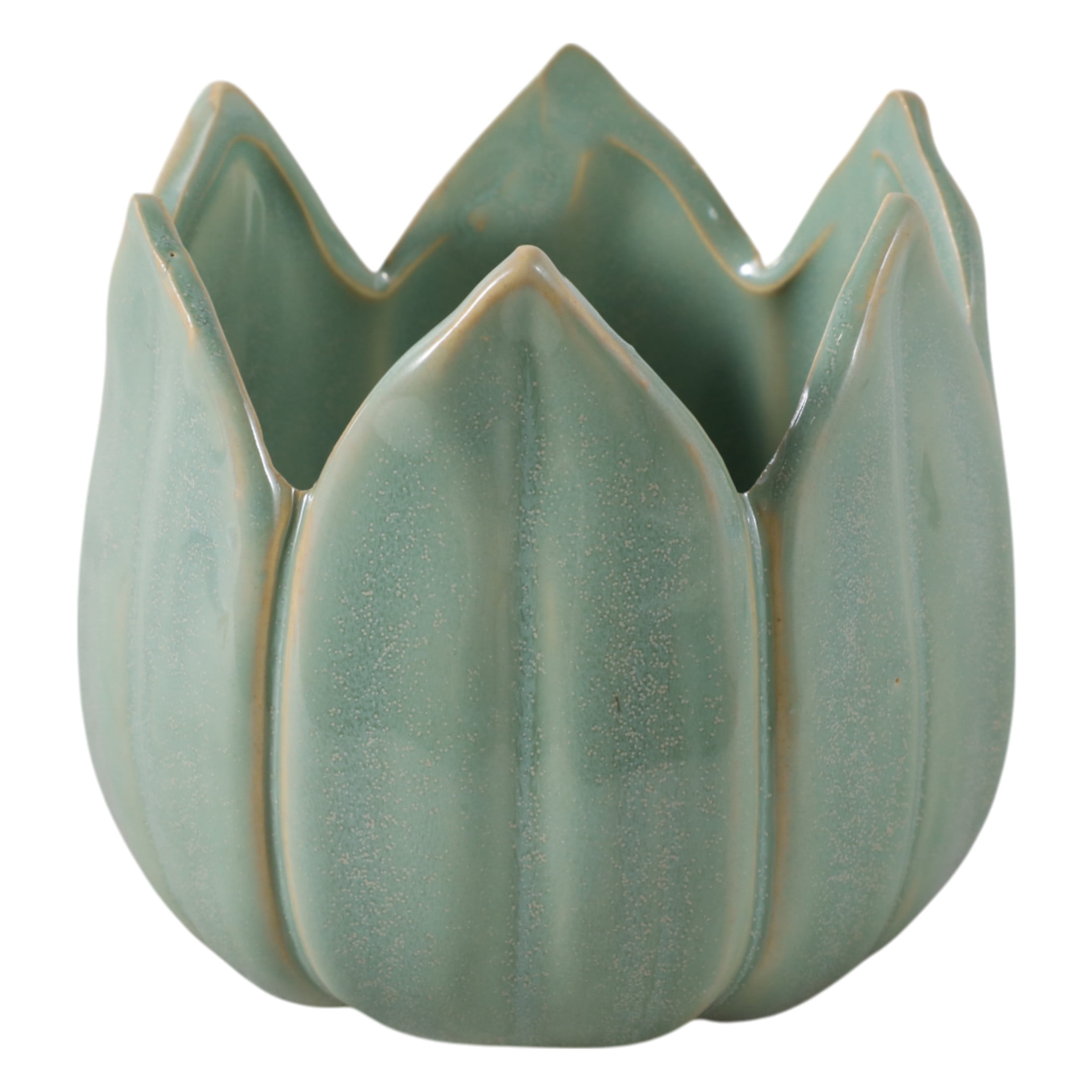Decorative Ceramic Tulip Desk Organizer for Home Decor - Cute Office Accessory Decor for Small Desk Storage or Workspace Supplies - Stylish Destop Organizer for Bedroom or Bathroom - 4", Green