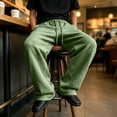 thumbnail image 6 of Hsovts Men's Baggy Sweatpants Drawstring Elastic Waist Rope Wide Leg Pants Unisex Breathable Oversized Streetwear Trousers Mint Green M, 6 of 8