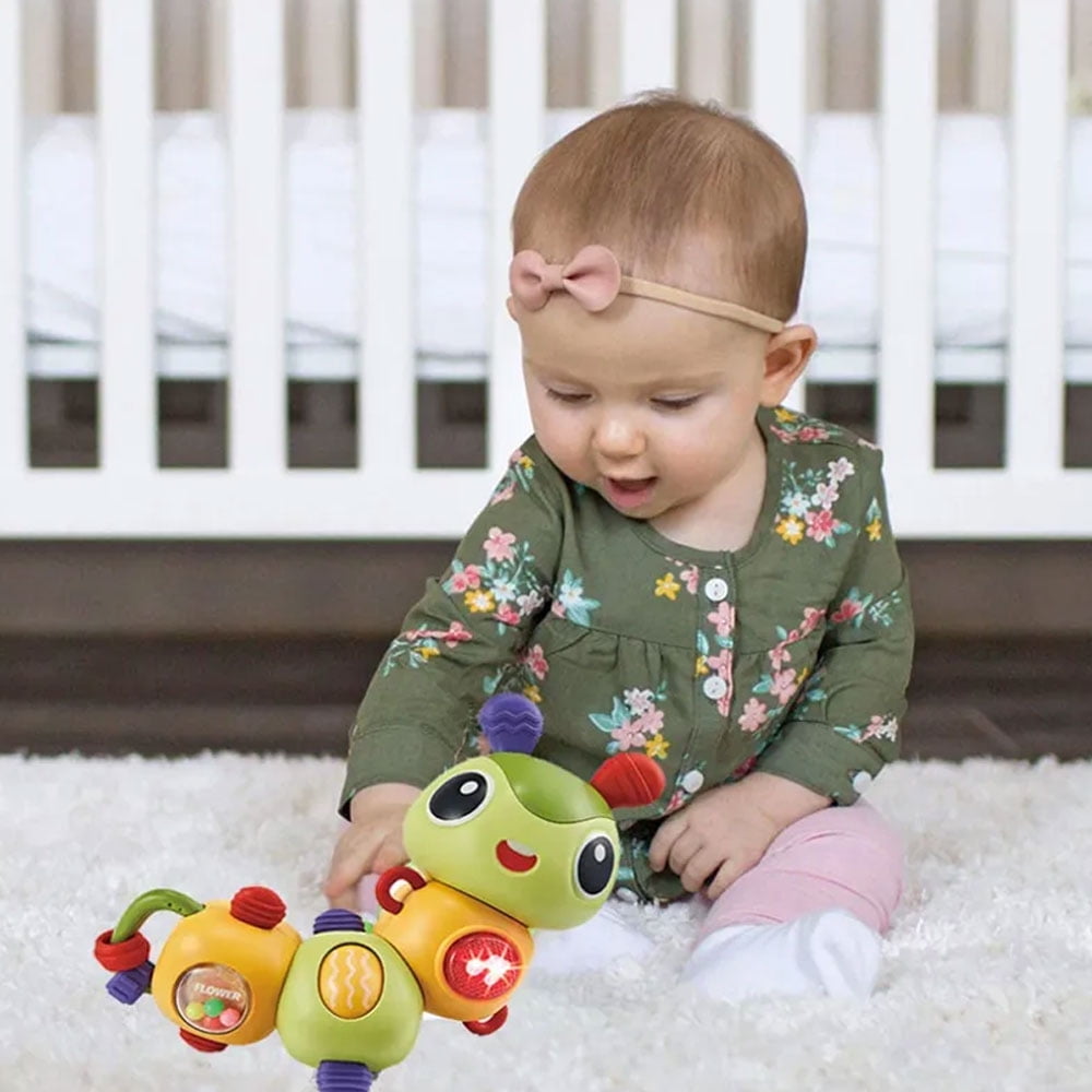 EIMELI Baby Toys 6 to 12 Months Crawling Baby Musical Toys, with Light Up Face Caterpillar Educational Toddler Baby Toys 6 7 8 9 12 18 Months Infant Boy Girl Gift