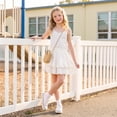 thumbnail image 3 of Grblisyd School Uniform Skirts for Teen Girls Elastic Waist Ruffle Hem A Line Skirt Kids Cute Mini Tennis Skirt, 3 of 7