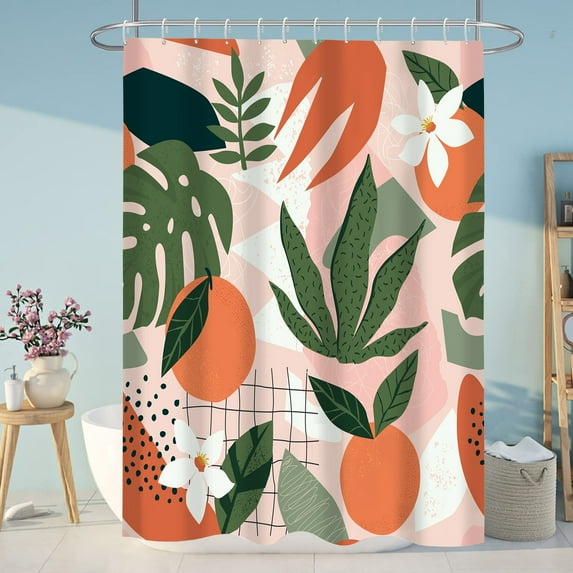 Tropical Palm Leaf Animal And Plant Lemon Digital Printing Shower Curtain Bathroom Partition Curtain