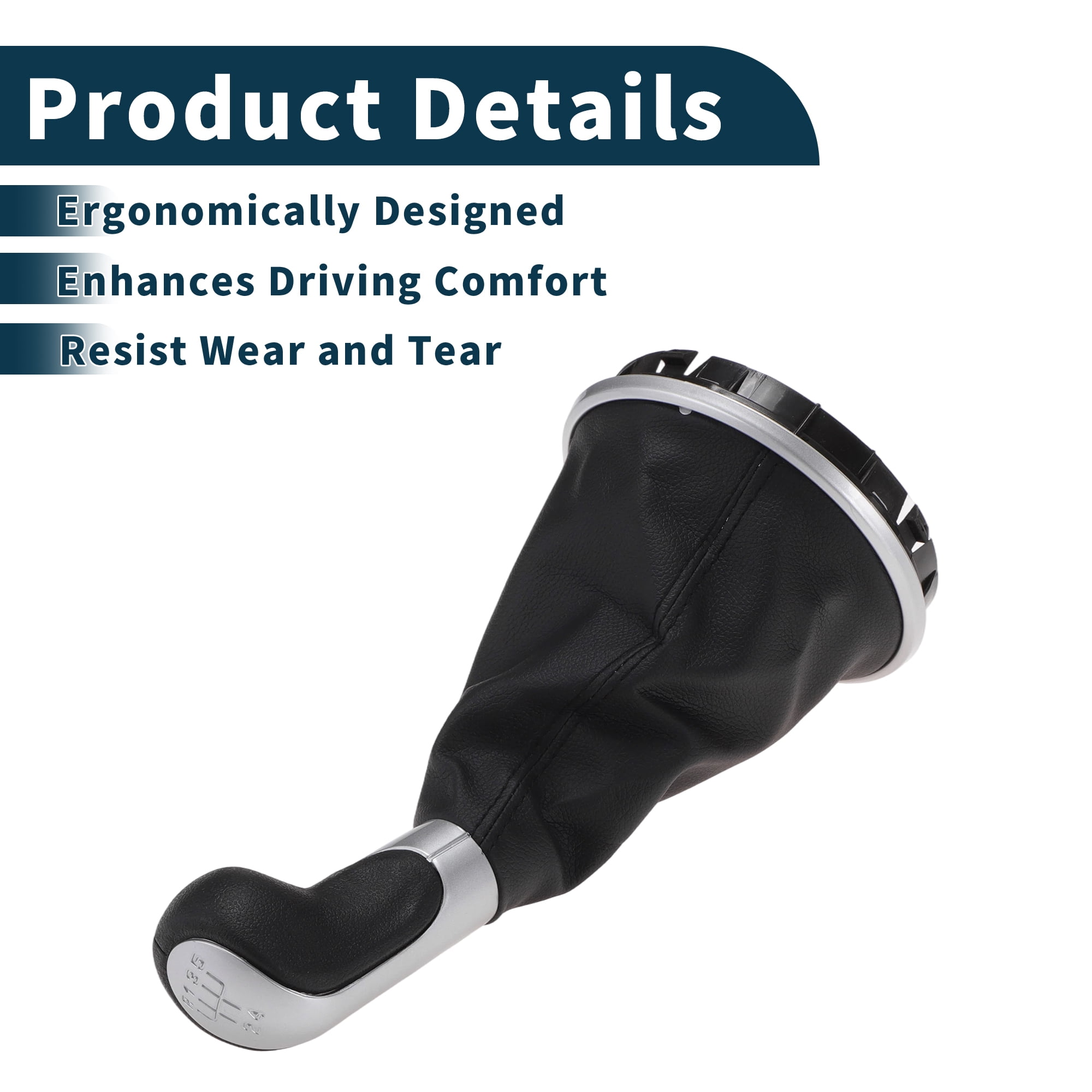 Unique Bargains Manual Gear Shift Knob Handle for Skoda Fabia 2 MK2 2007-2012 Shift Gear Lever Knob Gearstick Gaiter Boot Cover Plastic Leather