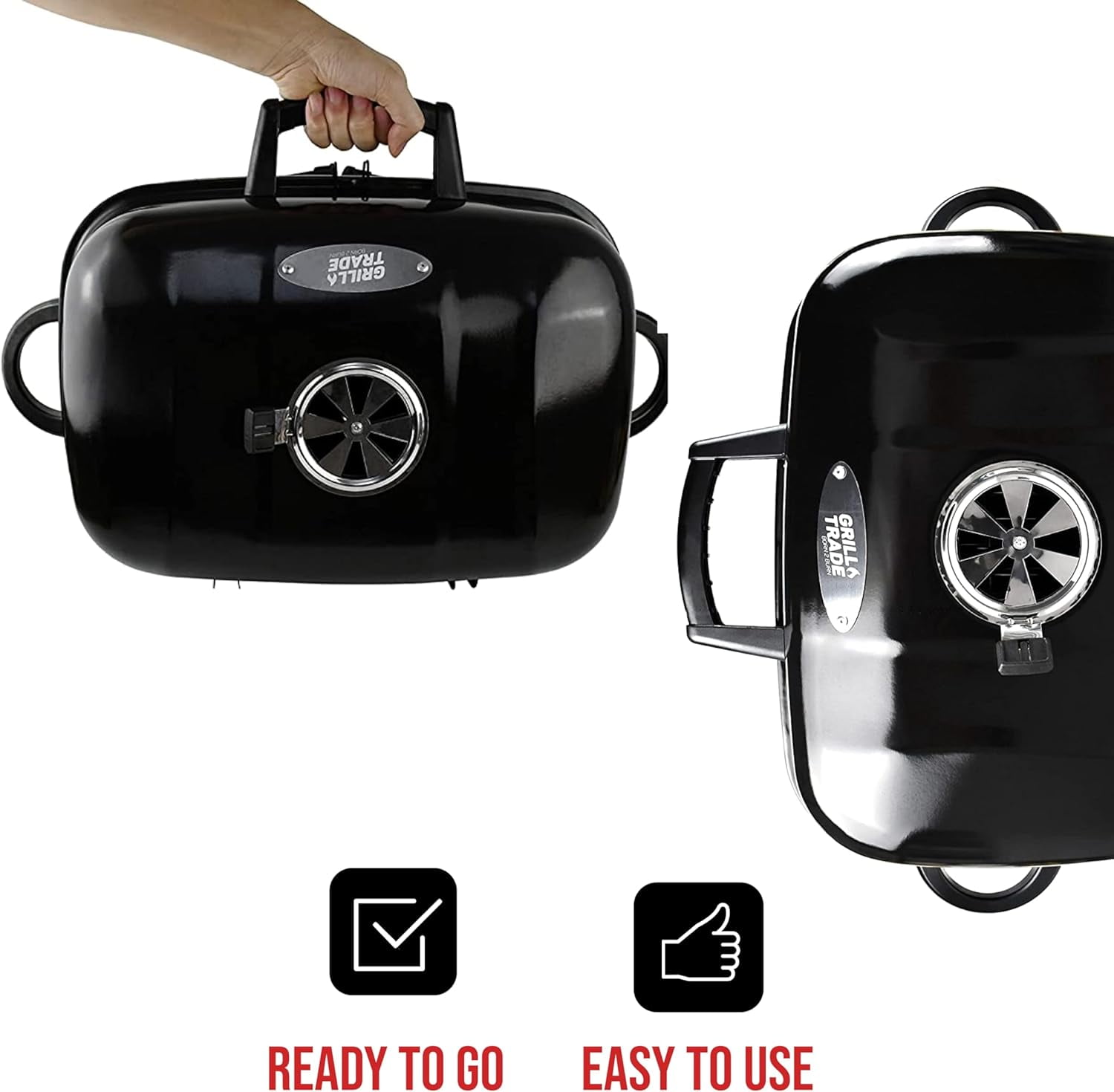 Grill Trade Mini Charcoal Grill - Portable Tabletop BBQ for Outdoor Cooking, Camping & Picnics - Compact & Foldable for Easy Storage