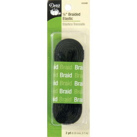Dritz Braided Elastic 1/4"X3yd-Black
