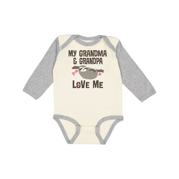 Inktastic Grandma and Grandpa Love Me Sloth Girls Long Sleeve Baby Bodysuit