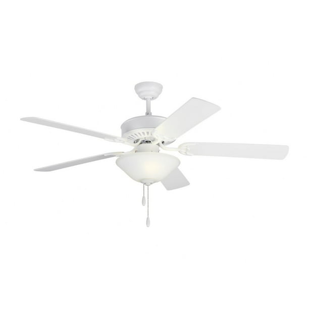 52 Inch Ceiling Fan With Light Kit, 5 Light White Ceiling Fan