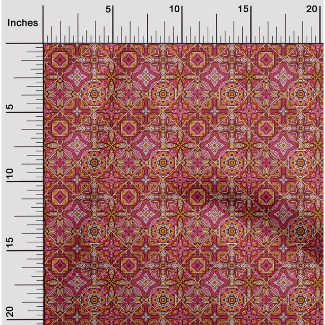 oneOone Polyester Lycra Fabric Floral & Geometric Ethnic Print Fabric By The Yard 56 Inch Wide
