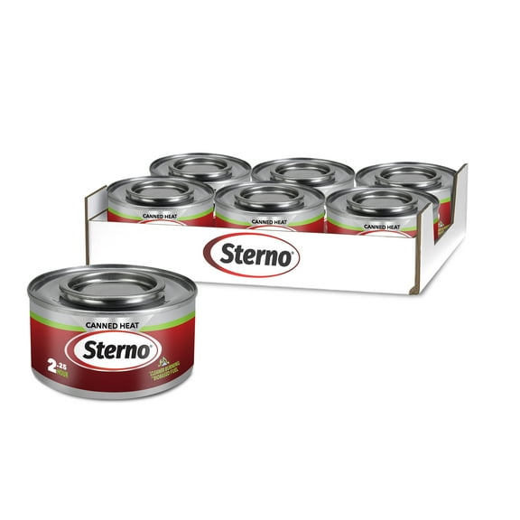 Sterno Fuel Cans - 2.25 Hour Burn, 6-Pack Chafing Dish Fuel Can Burners for Food Warmer, Chafer Fuel, Green Canned Heat Ethanol