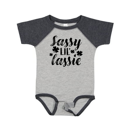 

Inktastic Saint Patrick s Day Sassy Lil Lassie with Shamrocks Gift Baby Boy or Baby Girl Bodysuit