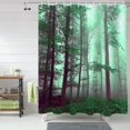 thumbnail image 2 of Fall Shower Curtain Sunshine Green Forest Shower Curtains for Bathroom Trees Mist Bath Curtains Sets with Hooks for Autumn Thanksgiving Seasonal Bathroom Decor Polyester Fabric Waterproof 72 x 84 in, 2 of 6