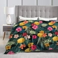 thumbnail image 5 of Yibo Palm Leaves Hibiscus Flowers Hawaii Blanket Ultra Soft Warm All Season Tropical Pineapples Fruit Decorative Blankets for Bed Chair Car Sofa Couch Bedroom, 5 of 6
