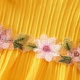 thumbnail image 5 of BLTIBY Toddler Girls 2 Piece Summer Outfits Ruffle Sleeve Floral Embroidered Tank Tops and Shorts Sets for Kids Yellow 5-6Years, 5 of 8