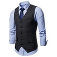 thumbnail image 2 of SWSMCLT Men's Single Breasted Dress Waistcoat V Neck Suit Vest Sleeveless Casual Formal Business Top Cotton for Suit or Tuxedo Black 38, 2 of 5