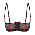 thumbnail image 4 of Sujetador Sexy de charol para mujer, Copa 1/3, con aros, tirantes ajustables para los hombros, encaje Floral, lencería, ropa interior, 4 of 5