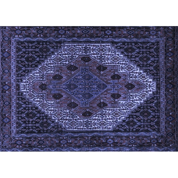 Ahgly Company Machine Washable Indoor Rectangle Persian Blue Traditional Area Rugs, 7' x 10'