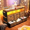 thumbnail image 5 of EnHomee Dresser TV Stand with 10 Drawers for 55" TV Stand for Bedroom with LED Lights & Power Outlets Wide Dresser with Shelves & Side Pockets Sturdy Metal Frame & Wood Top, Rustic Brown, 5 of 9