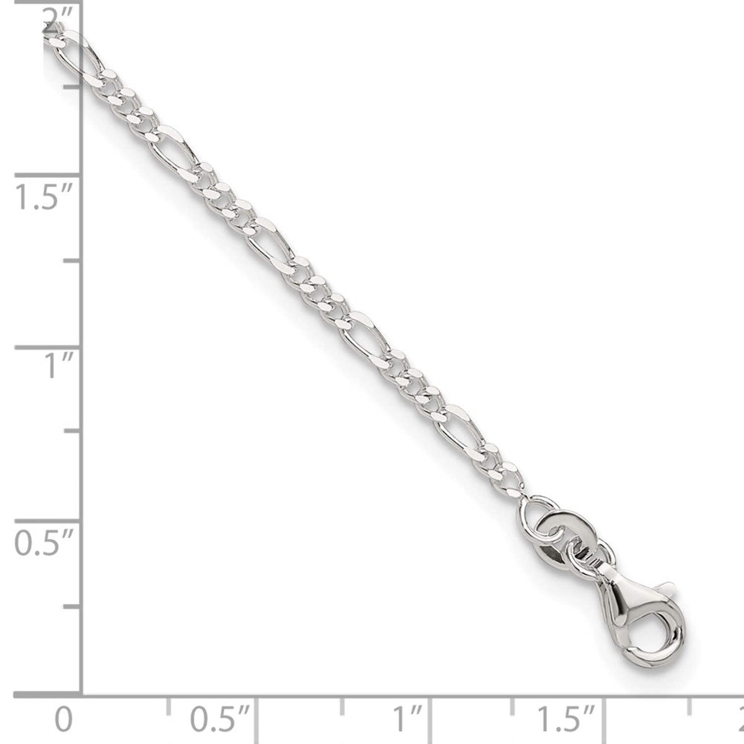 FJC Finejewelers Sterling Silver D/c and Polished Figaro Anklet