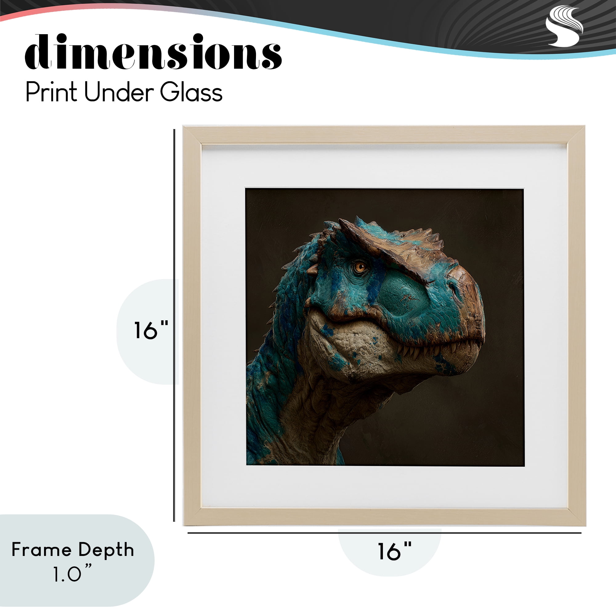 Stupell Industries Cerulean Scaled Dinosaur Detail Birch Framed Print Under Glass, design by Wumples