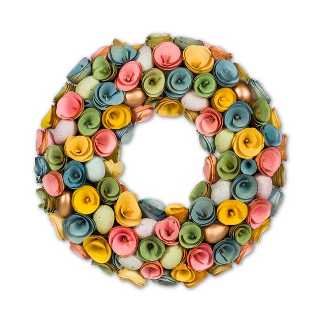 Couronne d'Œufs et de Fleurs Pastel de 13 Po&44; Multi Couleur & Naturel