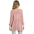thumbnail image 3 of Lana Roux Women's Juniors Oversize Knit V-Neck Sweater Top (Blush, M/L), 3 of 3