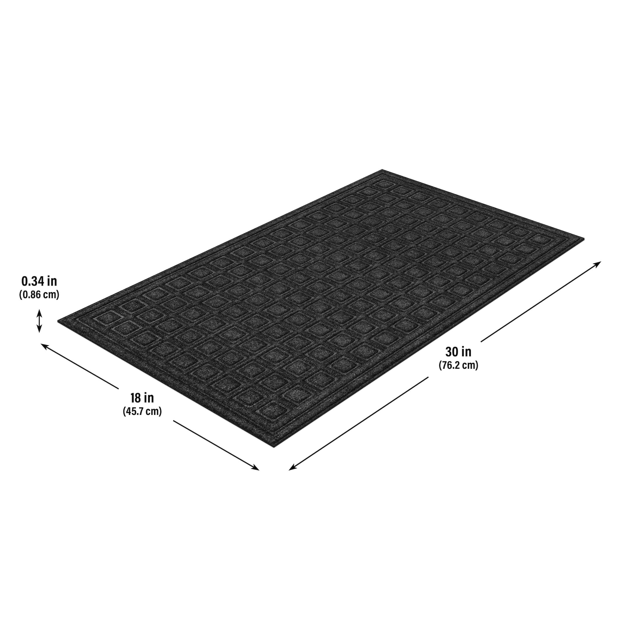 Mainstays Textures Blocks Indoor/Outdoor Utility Mat, Onyx, 18 in x 30 in