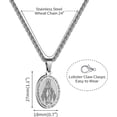 thumbnail image 4 of Duodiner Silver 24in Virgin Mary Necklace for Men Miraculous Medal Stainless Steel Mary Mother of God Pendant De La Virgen Maria Medallion Holy Mary Charm, 4 of 7